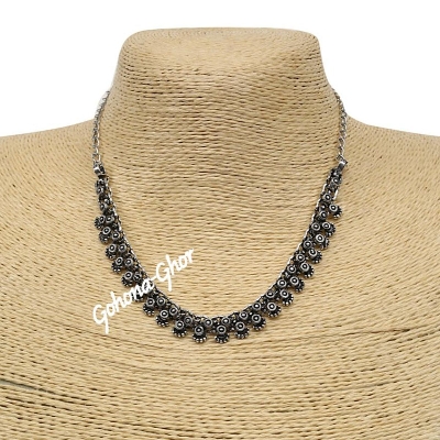 Picture of Trendy Fashion Designer Oxidised Silver Plated Alloy Necklace
