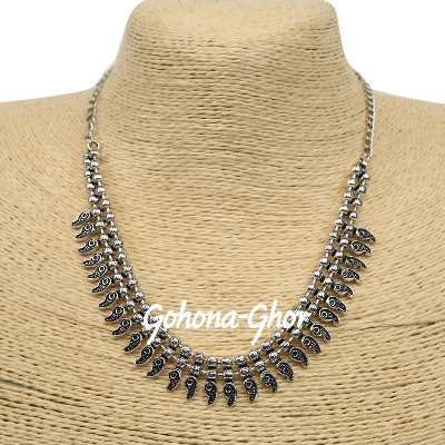 Picture of Athizay Tribal Necklaces Antique Silver Oxidised Beads Choker Metal Jewelry for Women and Girl Fashion wear