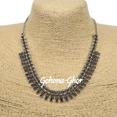 Picture of Athizay Tribal Necklaces Antique Silver Oxidised Beads Choker Metal Jewelry for Women and Girl Fashion wear