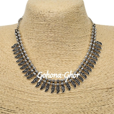 Picture of Athizay Tribal Necklaces Antique Silver Oxidised Beads Choker Metal Jewelry for Women and Girl Fashion wear