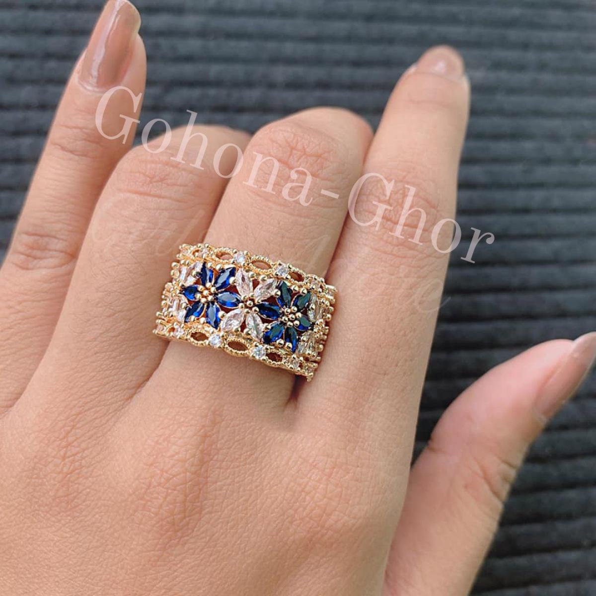Picture of Gorgeous and Glamour Gemstone Multicolor Sapphire Floral Ring / Ring For Girls