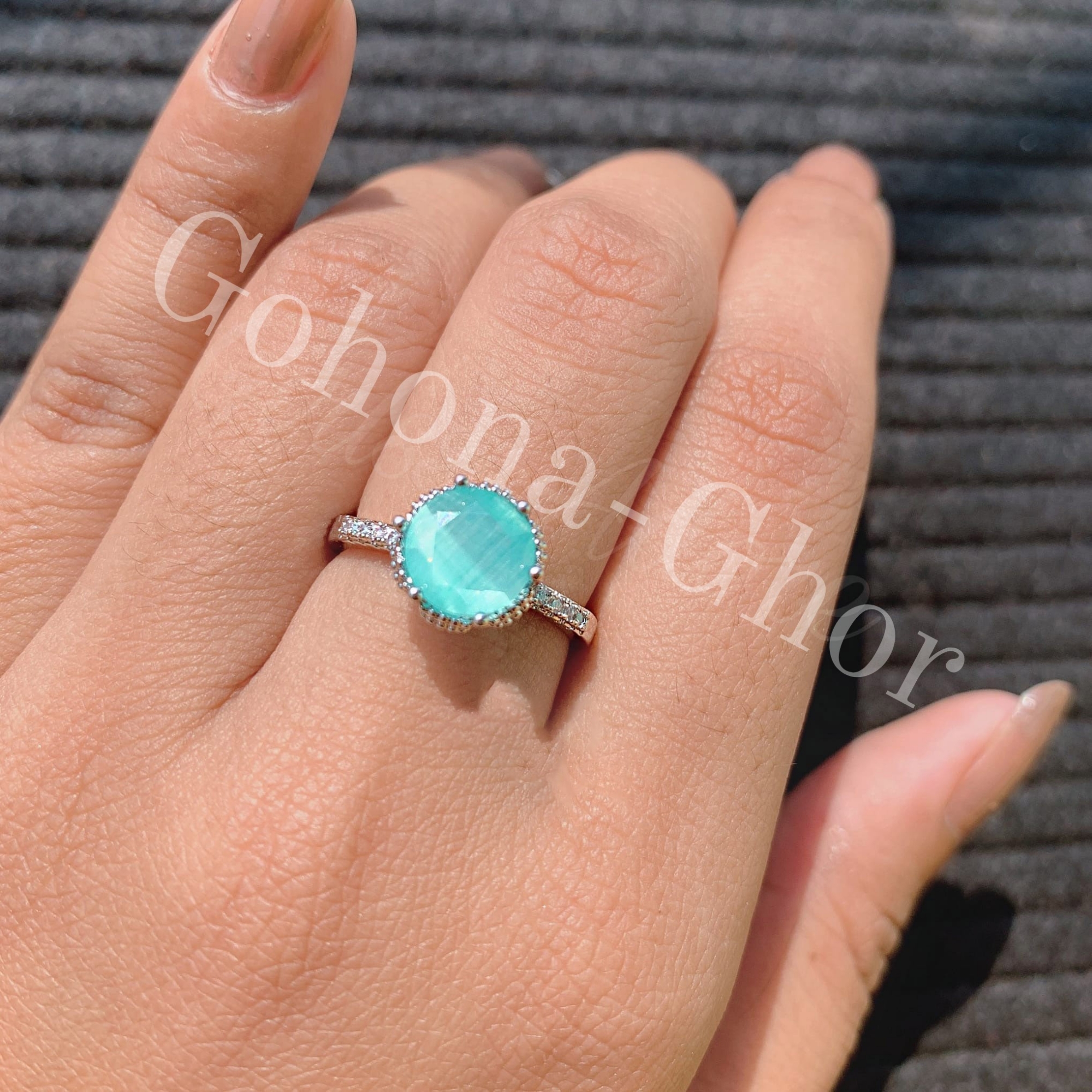 Picture of Sterling Silver Simple Style Zircon Stone Ring For Girls