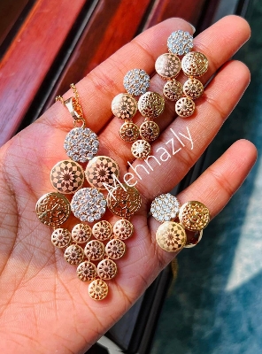 Picture of Latest Design Fashionable Taiba Necklace Set With Earring & Ring For Girls -Sparkle With Elegance