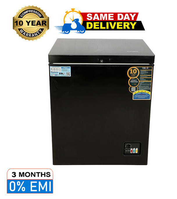 Buy VISION Glass Door Chest Freeze RE-150 Liter Black Online		