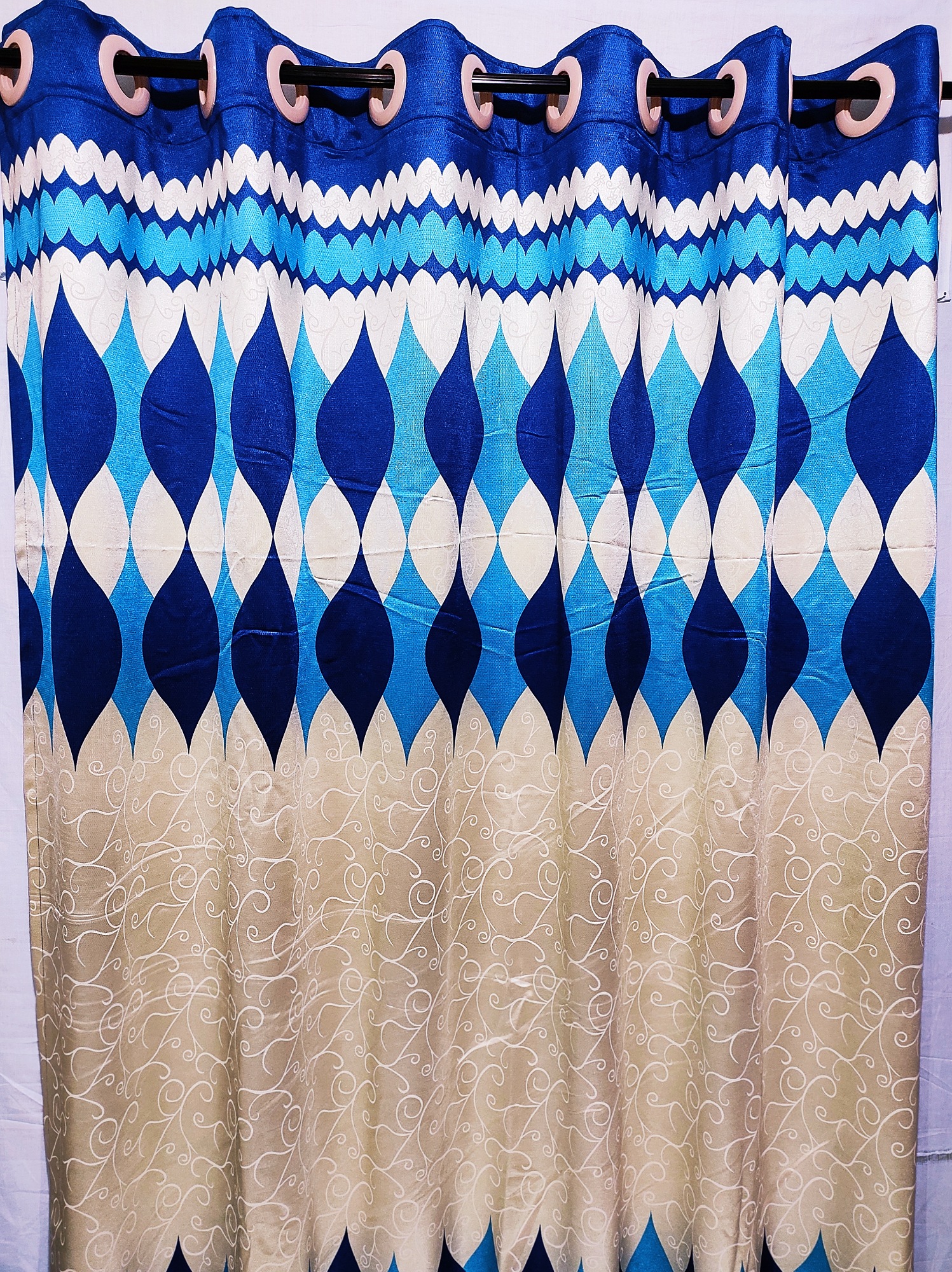 Buy "curtain-porda-synthetic-curtains-thick-indian-porda-window-protector-6084-inch-classical-big-size-6-kuchi-curtain-blue-wave-art" at Best Price In Bangladesh