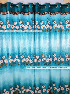 Buy  Curtain Porda Synthetic curtains Thick Indian porda Window protector 60*84 inch Classical big size 6 kuchi curtain Blue Flower art at Best Price In Bangladesh