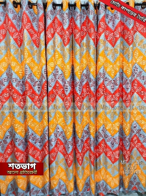 Buy curtain-porda-thick-denim-cotton-curtains-export-quality-window-protector-4382-inch-standard-size-4-kuchi-curtain-orange-and-red-artart at Best Price In Bangladesh