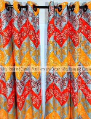 Buy curtain-porda-thick-denim-cotton-curtains-export-quality-window-protector-4382-inch-standard-size-4-kuchi-curtain-orange-and-red-artart at Best Price In Bangladesh
