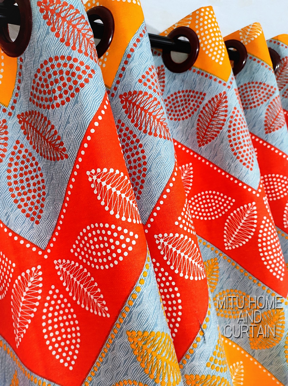 Buy curtain-porda-thick-denim-cotton-curtains-export-quality-window-protector-4382-inch-standard-size-4-kuchi-curtain-orange-and-red-artart at Best Price In Bangladesh