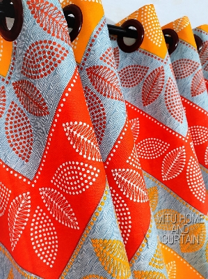 Buy curtain-porda-thick-denim-cotton-curtains-export-quality-window-protector-4382-inch-standard-size-4-kuchi-curtain-orange-and-red-artart at Best Price In Bangladesh