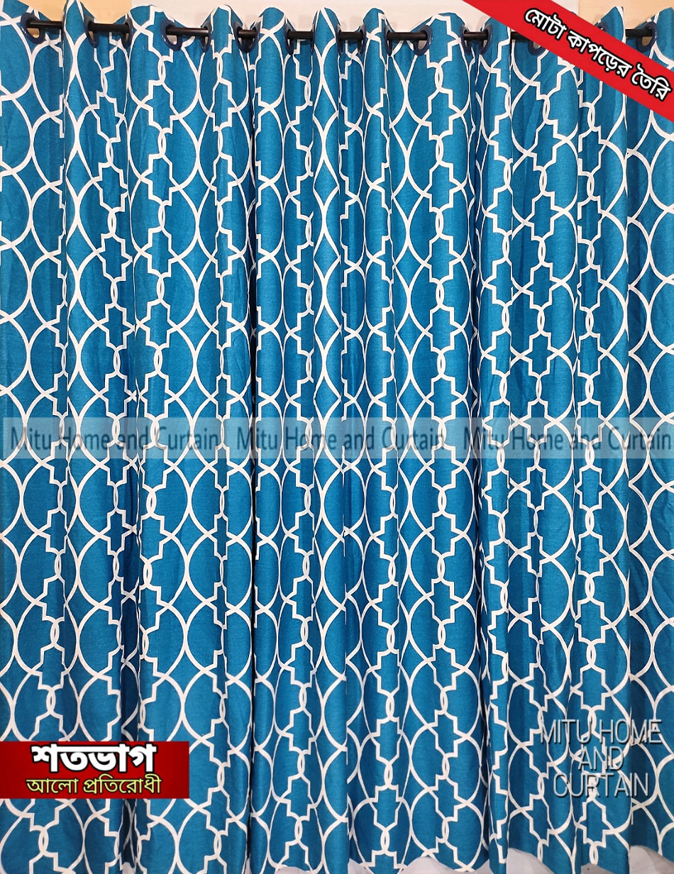 Buy curtain-porda-thick-denim-cotton-curtains-export-quality-window-protector-4382-inch-standard-size-4-kuchi-curtain-blue-pattern-art at Best Price In Bangladesh