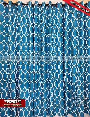 Buy curtain-porda-thick-denim-cotton-curtains-export-quality-window-protector-4382-inch-standard-size-4-kuchi-curtain-blue-pattern-art at Best Price In Bangladesh