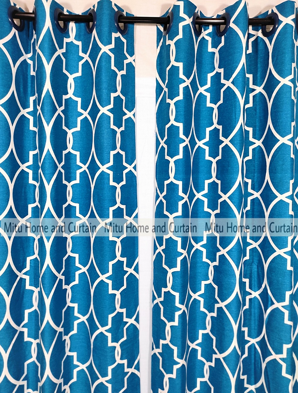 Buy curtain-porda-thick-denim-cotton-curtains-export-quality-window-protector-4382-inch-standard-size-4-kuchi-curtain-blue-pattern-art at Best Price In Bangladesh