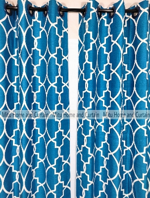 Buy curtain-porda-thick-denim-cotton-curtains-export-quality-window-protector-4382-inch-standard-size-4-kuchi-curtain-blue-pattern-art at Best Price In Bangladesh
