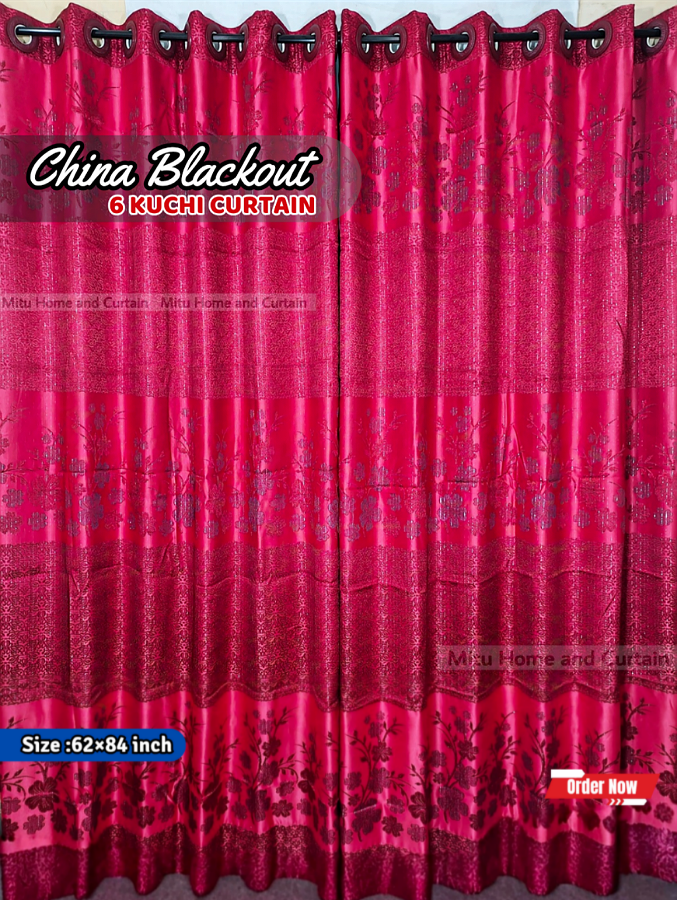 Buy curtain-porda-synthetic-blackout-curtains-thick-china-porda-window-protector-6084-inch-classical-big-size-6-kuchi-curtain-red-flower at Best Price In Bangladesh