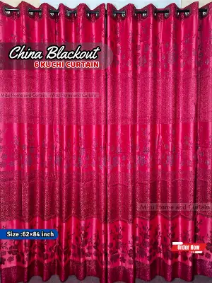 Buy curtain-porda-synthetic-blackout-curtains-thick-china-porda-window-protector-6084-inch-classical-big-size-6-kuchi-curtain-red-flower at Best Price In Bangladesh