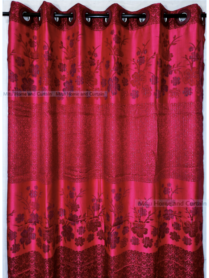 Buy curtain-porda-synthetic-blackout-curtains-thick-china-porda-window-protector-6084-inch-classical-big-size-6-kuchi-curtain-red-flower at Best Price In Bangladesh