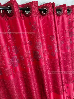 Buy curtain-porda-synthetic-blackout-curtains-thick-china-porda-window-protector-6084-inch-classical-big-size-6-kuchi-curtain-red-flower at Best Price In Bangladesh