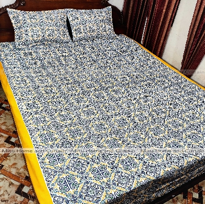 Picture of King size Bedsheet with Pillow cover Chador set 7.5×8.25 feet Full cotton fabric Pink , Green