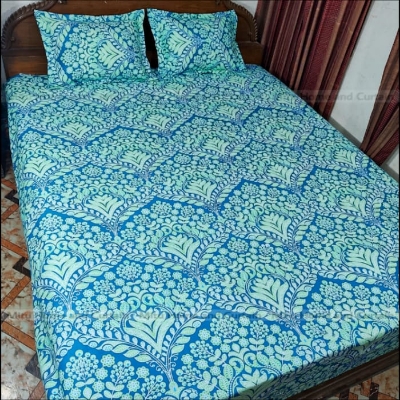 Picture of King size Bedsheet with Pillow cover Chador set 7.5×8.25 feet Full cotton fabric Pink , Green