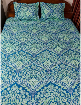 Picture of King size Bedsheet with Pillow cover Chador set 7.5×8.25 feet Full cotton fabric Pink , Green