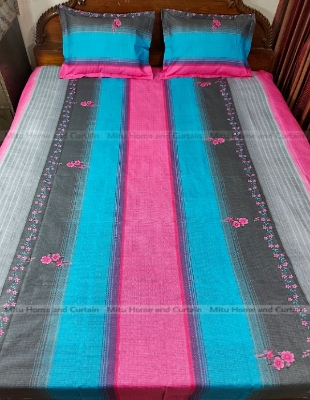 Buy Pillow king-size-bedsheet-with-pillow-cover-chador-set-75825-feet-full-cotton-fabric-pink-green-at best price in Bangladesh