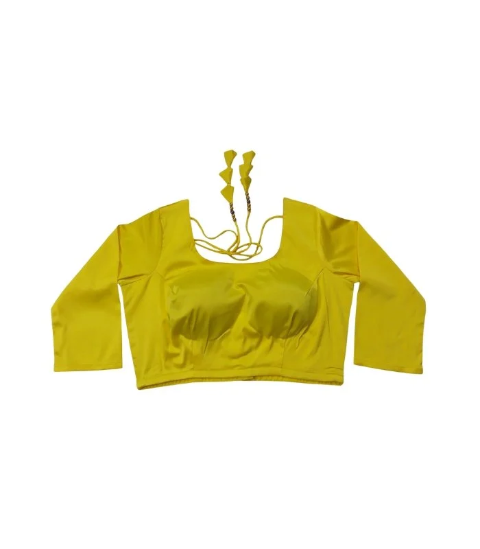 Picture of Yellow Color Three Quarter Sleeve Blouse For Women