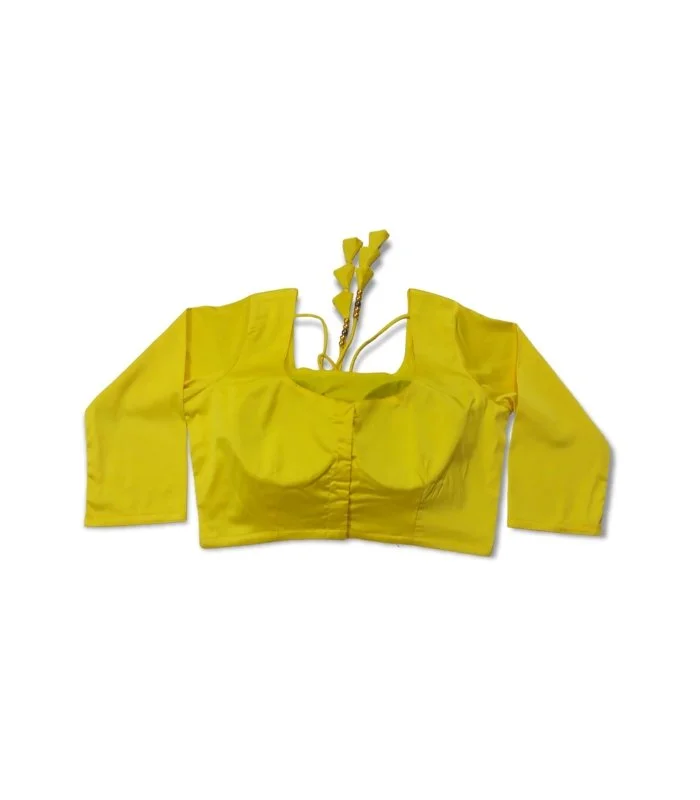 Picture of Yellow Color Three Quarter Sleeve Blouse For Women