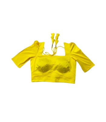 Picture of Yellow Color Semi Backless Blouse For Women
