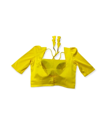 Picture of Yellow Color Semi Backless Blouse For Women