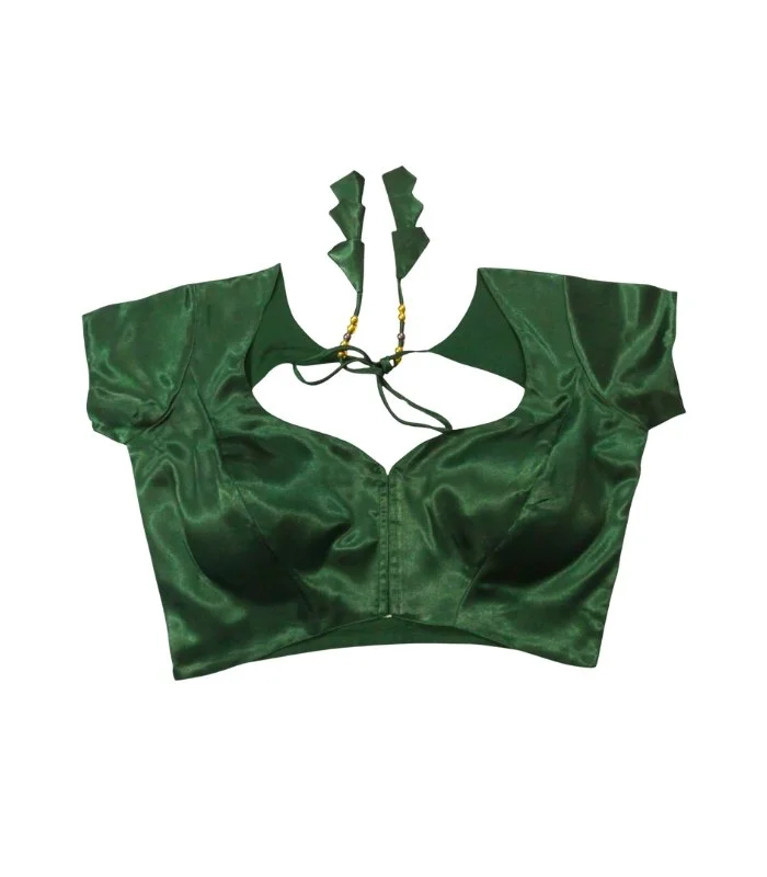 Picture of Green Color Semi Backless Blouse For Women