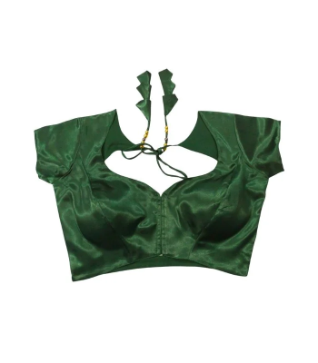 Picture of Green Color Semi Backless Blouse For Women