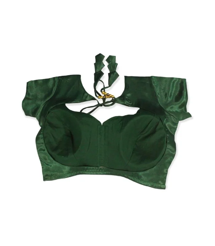 Picture of Green Color Semi Backless Blouse For Women