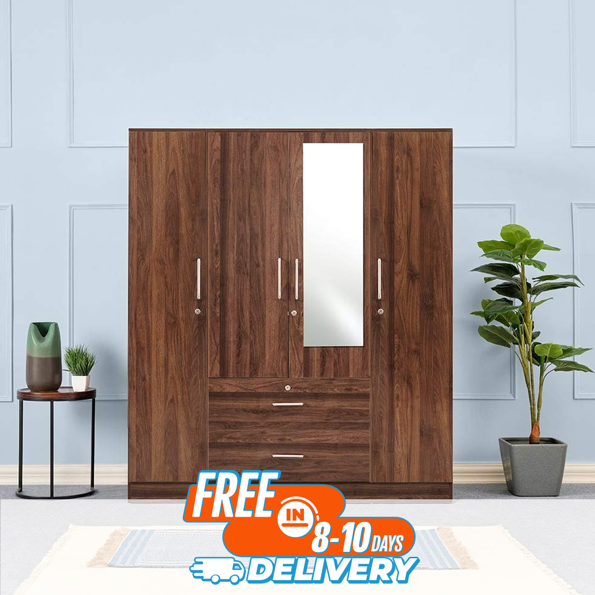 Picture of Andormahal Classic (made of Melamine Laminated Board) 4 part Large Almirah