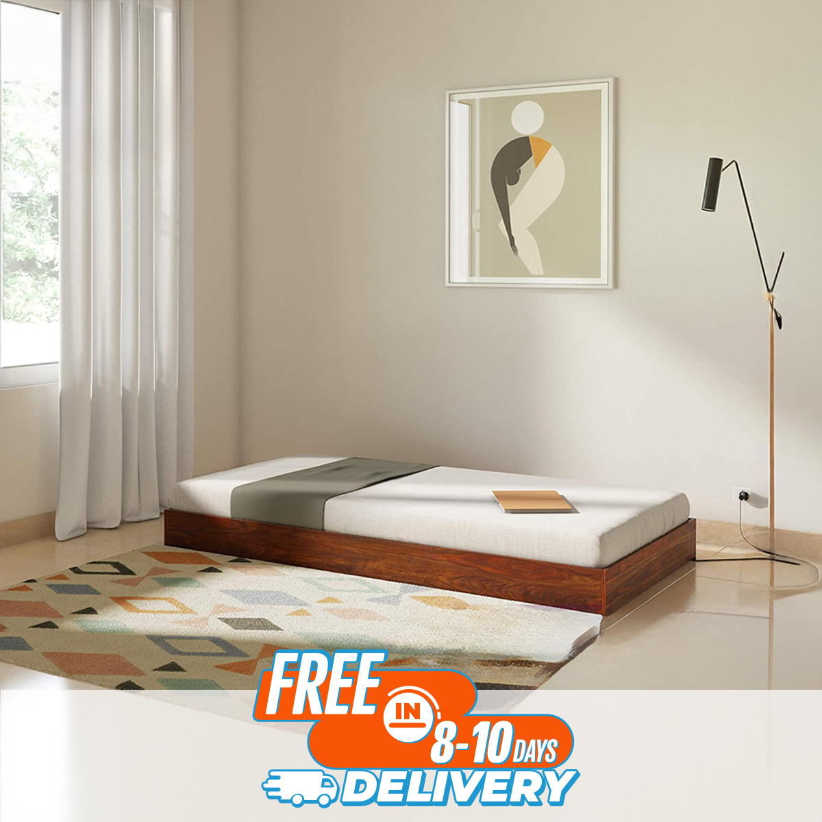 Picture of (MDF) Single floor bed for kid/bachelors (height 8 inch)4ft by 7ft by 8inch