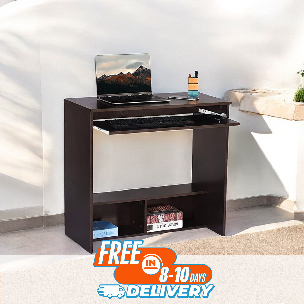 Picture of Andormahal Standard Laptop/Computer Table With Book shelf (Melamine Laminated Board)