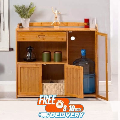 Picture of Andormahal Crockery Cabinet Kitchen Storage Cabinet Glass View (Melamine Laminated Board)