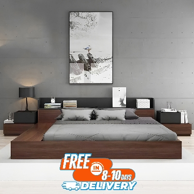 Picture of Andormahal MDF stylish king size Bed (without side table)-[6feet(Bedding 5feet) by 7feet by 1feet]