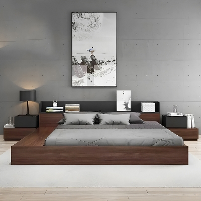 Picture of Andormahal MDF stylish king size Bed (without side table)-[6feet(Bedding 5feet) by 7feet by 1feet]