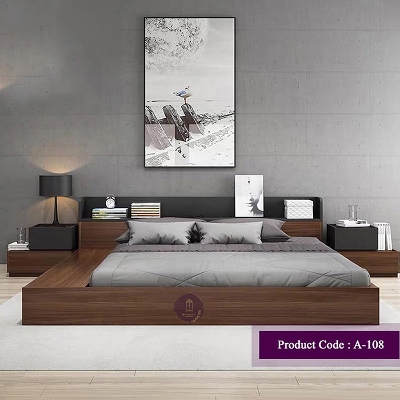 Picture of Andormahal Stylish MDF bed double size (without side table)- [5feet(Bedding 4feet) by 7feet by 1feet]