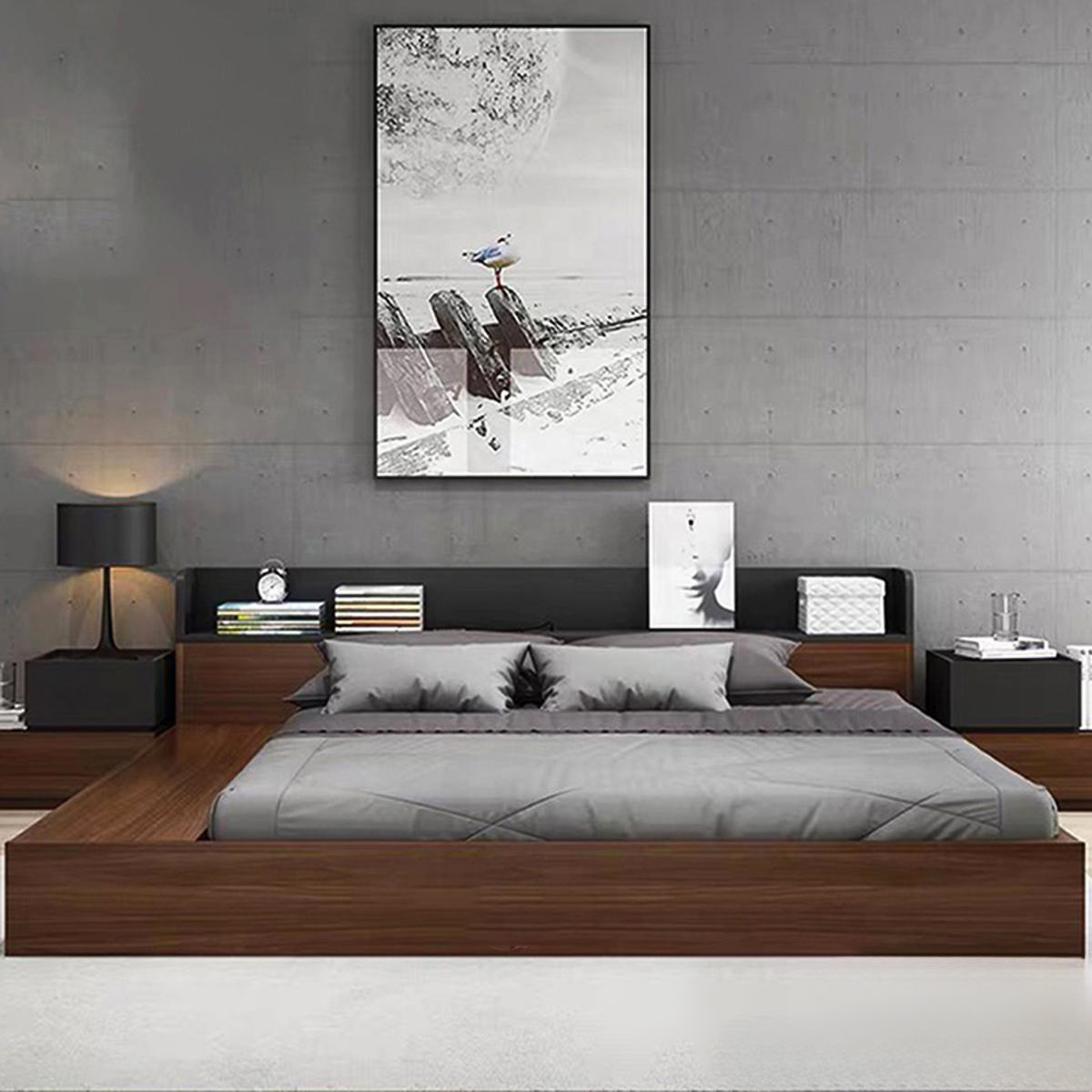 Picture of Andormahal (MDF) stylish khat/bed king size with two bedside tables [6feet(Bedding 5feet) by 7feet by 1feet,Side Table:20inch by 16inch by 12inch]