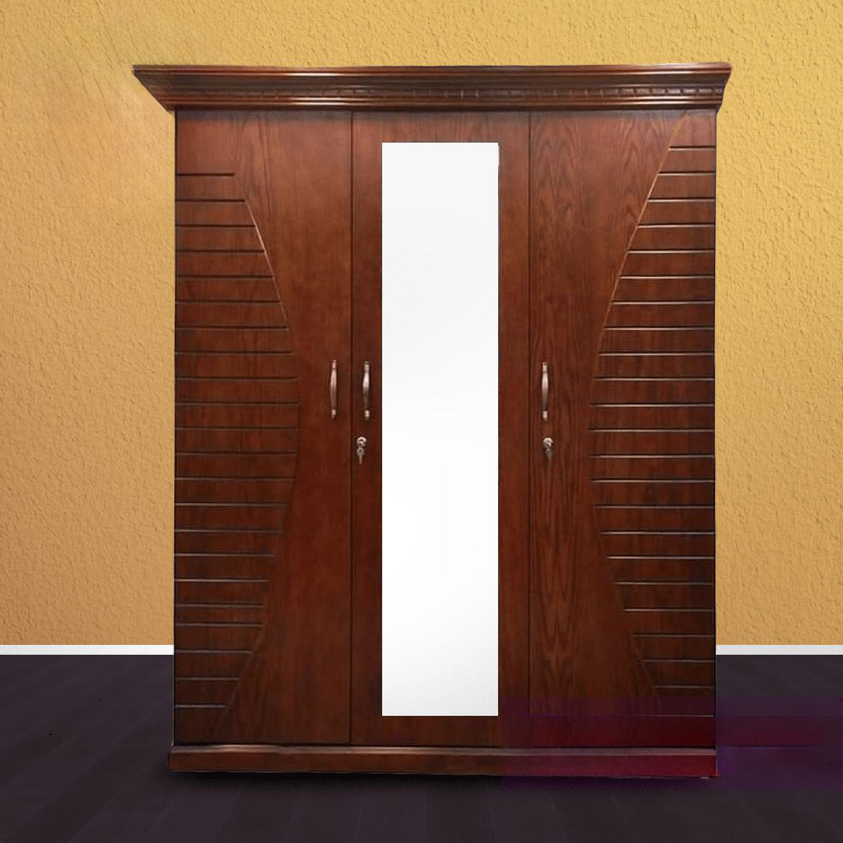 Picture of Andormahal Stylish Mdf 3 Part Almirah With Mirror