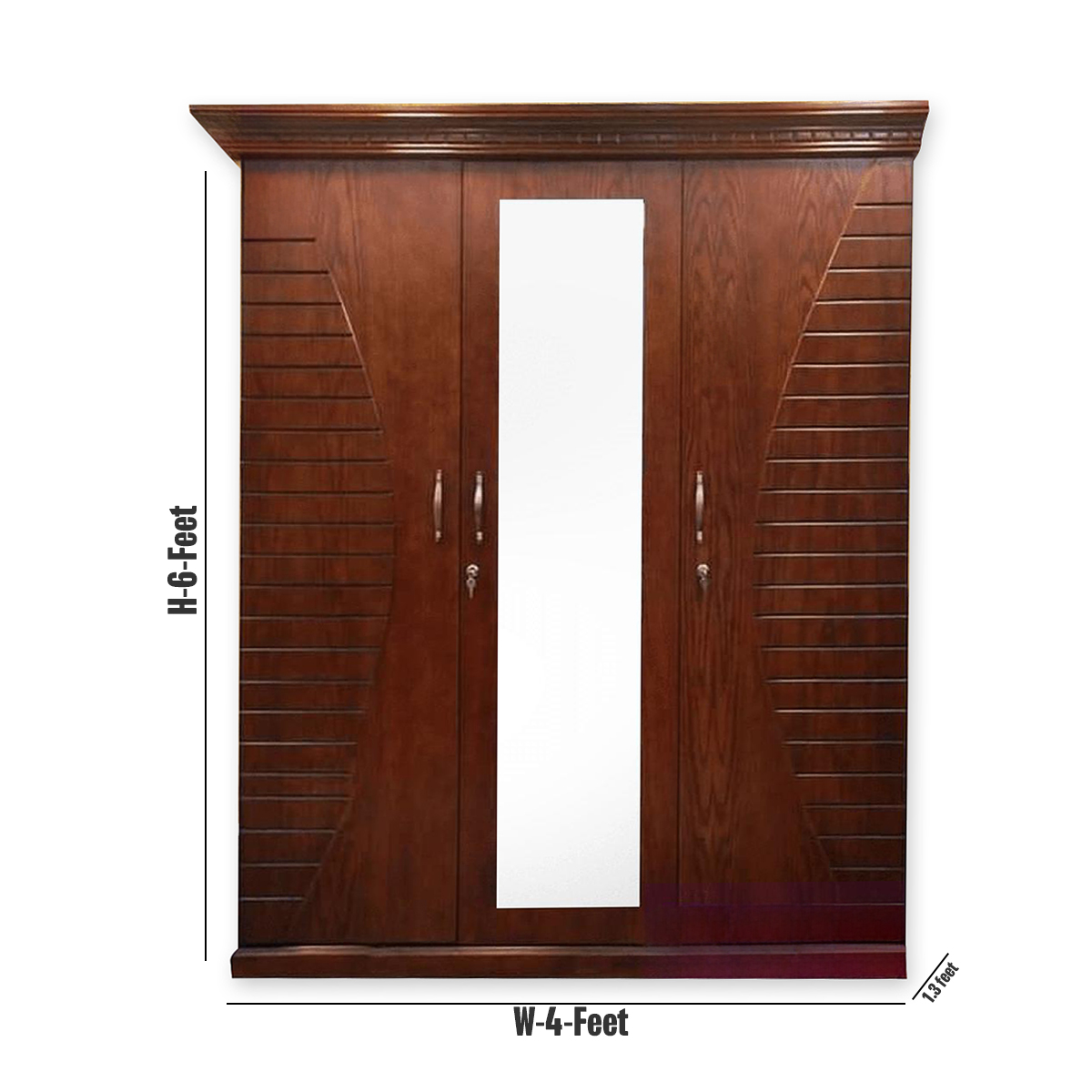 Picture of Andormahal Stylish Mdf 3 Part Almirah With Mirror