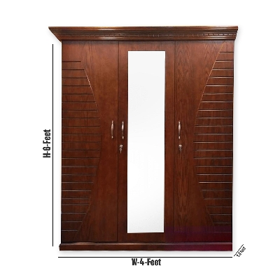 Picture of Andormahal Stylish Mdf 3 Part Almirah With Mirror