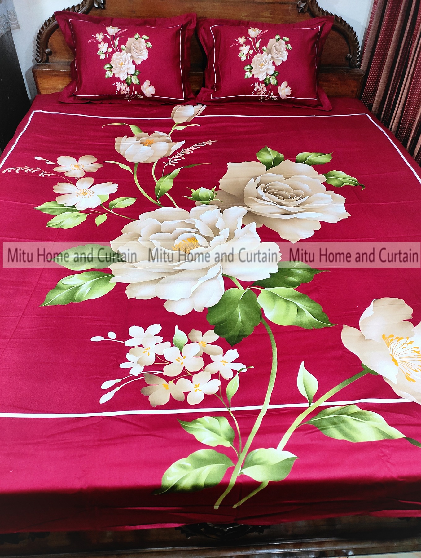 Buy king-size-full-panel-bedsheet-with-pillow-cover-chador-set-7585-feet-full-cotton-fabric-deep-blue-black-coffee-chocolate at best price in Bangladesh