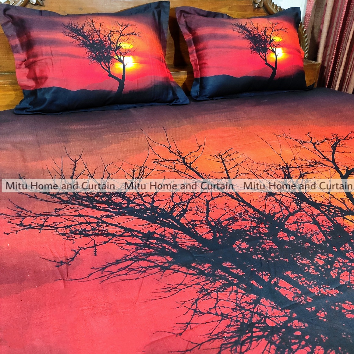 Buy king-size-full-panel-bedsheet-with-pillow-cover-chador-set-7585-feet-full-cotton-fabric-deep-blue-black-coffee-chocolate at best price in Bangladesh