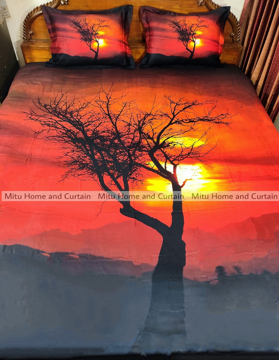 Buy king-size-full-panel-bedsheet-with-pillow-cover-chador-set-7585-feet-full-cotton-fabric-deep-blue-black-coffee-chocolate at best price in Bangladesh