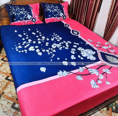 Buy king-size-full-panel-bedsheet-with-pillow-cover-chador-set-7585-feet-full-cotton-fabric-deep-blue-black-coffee-chocolate at best price in Bangladesh