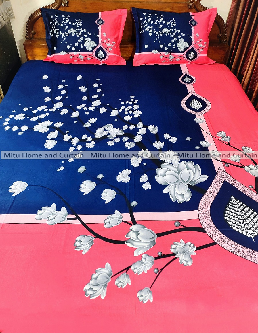 Buy king-size-full-panel-bedsheet-with-pillow-cover-chador-set-7585-feet-full-cotton-fabric-deep-blue-black-coffee-chocolate at best price in Bangladesh