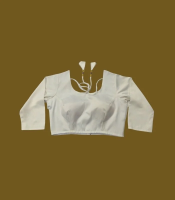 Picture of White Color Three Quarter Blouse For Women